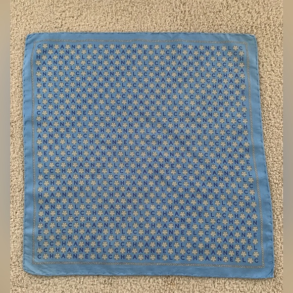 CHANEL Blue Silk Scarf - Picture 2 of 4